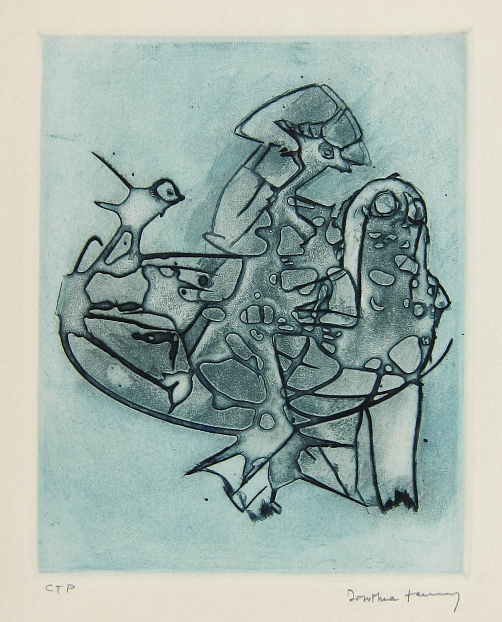 Dorothea Tanning - Orphans - 1963 color etching